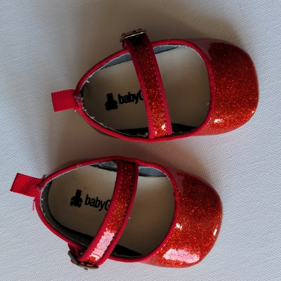 Baby Gap Sparkly Red Mary Janes Flat Dress Infant Shoes * 3-6M - Picture 2 of 8